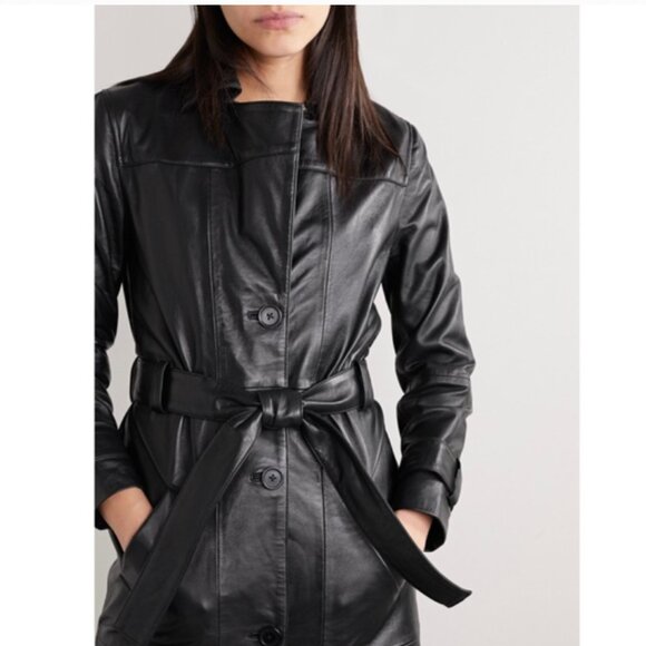 Free People Deadwood Terra Recycled Leather Trench Coat - Large  - NWT - Picture 13 of 16